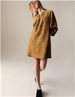 Suede Tie Detail Mini Shift Dress