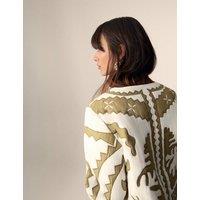 Pure Cotton Applique V-Neck Bomber Jacket