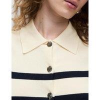 Striped Knitted Collared Button Front Cardigan