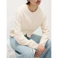 Cotton Rich Embellished Crew Neck Cardigan