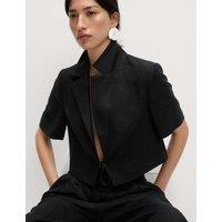 Linen Twill Rich Cropped Short Sleeve Jacket