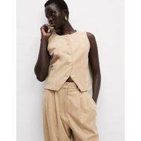 Collarless Suedette Waistcoat