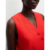 Linen Rich Twill Textured Asymmetric Waistcoat