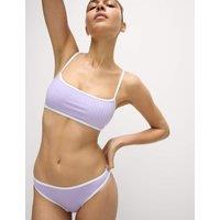 Ribbed Contrast Tipping Scoop Neck Bikini Top