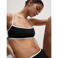 Contrast Trim Scoop Neck Bikini Top