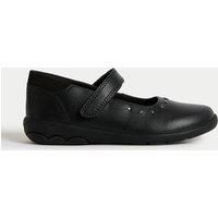 M&S Kids' Leather Studded Riptape School Shoes (8 Small-2 Large) Black