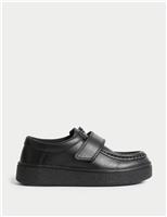 M&S Kids Leather Apron Front School Shoes (8 Small-2 Large) Black