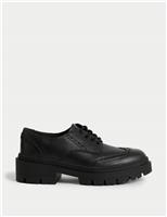 M&S Kids' Leather Chunky Brogue School Shoes (13 Small - 7 Large) Black
