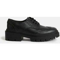 M&S Kids' Leather Chunky Brogue School Shoes (13 Small - 7 Large) Black