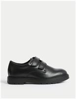 Kids Leather Riptape School Shoes (13 Small - 9 Large)