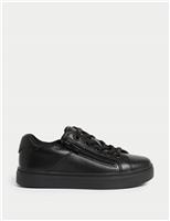 Kids Leather Zip Fastening School Shoes (8 Small-2 Large)