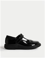 Kids Leather Heart Riptape School Shoes (8 Small-2 Large)