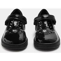 M&S Kids' Leather Heart Riptape School Shoes (8 Small-2 Large) Black