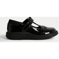 M&S Kids' Leather Heart Riptape School Shoes (8 Small-2 Large) Black
