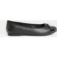 Kids Leather Bow Ballet School Shoes (13 Small - 7 Large)