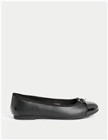 Kids Leather Bow Ballet School Shoes (13 Small - 7 Large)