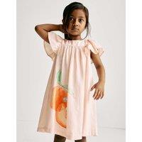 Linen Rich Peach Dress (2-8 Yrs)