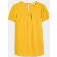 M&S Round Neck Puff Sleeve Top Saffron