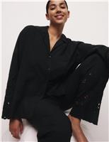 Pure Cotton Broderie Trim Pyjama Set