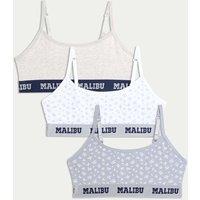 3pk Cotton with Stretch Malibu Crop Tops (6-16 Yrs)