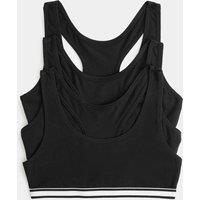 M&S 3 Pack Cotton with Stretch Racer Back Crop Tops (6-16 Yrs) Black