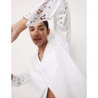 Pure Cotton Broderie Trim Pyjama Set