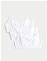 3pk Cotton with Stretch Crop Tops (6-16 Yrs)