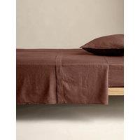M&S Pure Linen Flat Sheet Chestnut