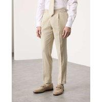 Autograph Tailored Fit Italian Performance Linen Blend Pinstripe Suit Trousers Stone