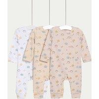 3pk Pure Cotton Dinosaur Sleepsuits (6lbs-3 Yrs)