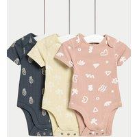 3pk Cotton Rich Tropical Print Bodysuits (0-3 Yrs)