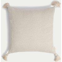 Pure Cotton Textured Tasselled Cushion