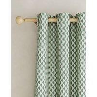 Cotton Blend Geometric Eyelet Curtains