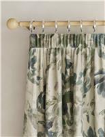 Cotton Blend Floral Pencil Pleat Curtains