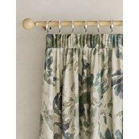M&S Cotton Blend Floral Pencil Pleat Curtains Blue Mix