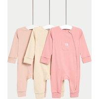 3pk Cotton Rich Zip Sleepsuits (6lbs-3 Yrs)