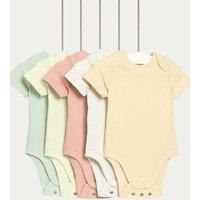 5pk Cotton Rich Plain Ribbed Bodysuits (6lbs-3 Yrs)