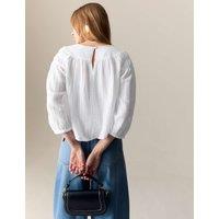 Pure Cotton Blouson Sleeve Popover Blouse