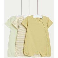 3pk Pure Cotton Waffle Rompers (6lbs-3 Yrs)