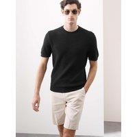 Linen Blend Textured Knitted T-Shirt