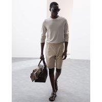 Cotton Blend Textured Stretch Shorts