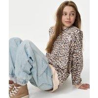 Cotton Rich Animal Print Slogan Sweatshirt (6-16 Yrs)
