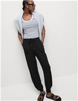 Jersey Drawstring Pintuck Tapered Trousers