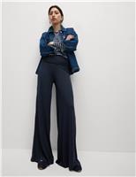 Jersey Pull On Fold Over Wide Leg Trousers