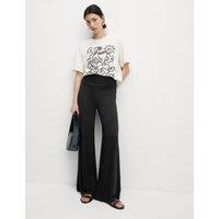 Jersey Pull On Fold Over Wide Leg Trousers