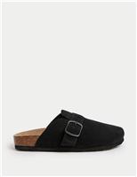 M&S Kids' Suede Footbed Clogs (3 Large - 6 Large) Black