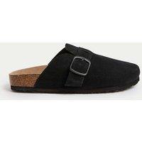 M&S Kids' Suede Footbed Clogs (3 Large - 6 Large) Black
