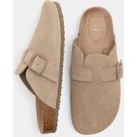 M&S Kids' Suede Footbed Clogs (3 Large - 6 Large) Beige