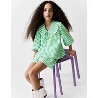 Pure Cotton Gingham Tie Top (6-16 Yrs)