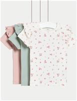 3pk Cotton Rich Floral & Ribbed Tops (0-3 Yrs)